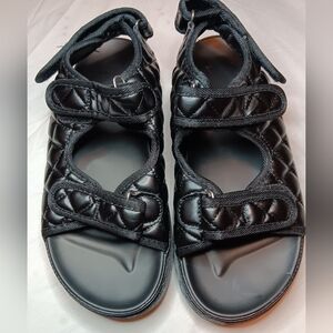 FASHION brand Black Sandals w  3 velcro straps